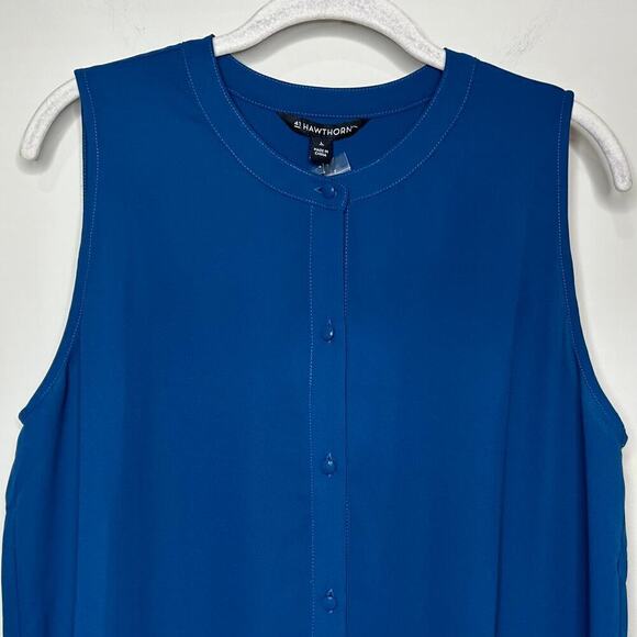 NWT 41 Hawthorn Blue Sleeveless Button Front Shirt Size L Stitch Fix - Picture 2 of 9